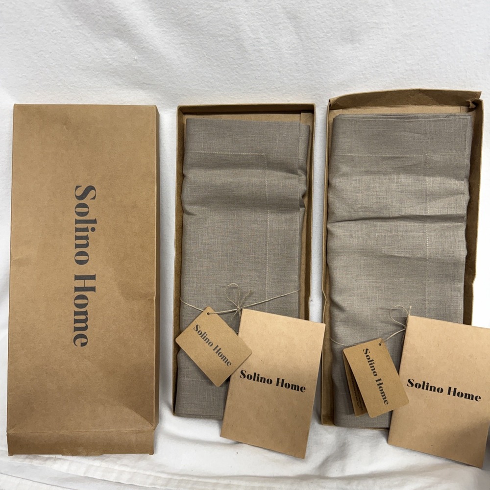Set of 2 Solino Home Linen table runners 14 x 108" Fete Fall vintage khaki